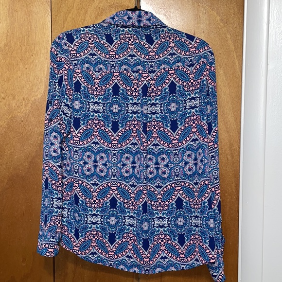 Express Women’s Portofino Paisley Business Dressy Button Down Long Sleeve Shirt - Picture 3 of 3